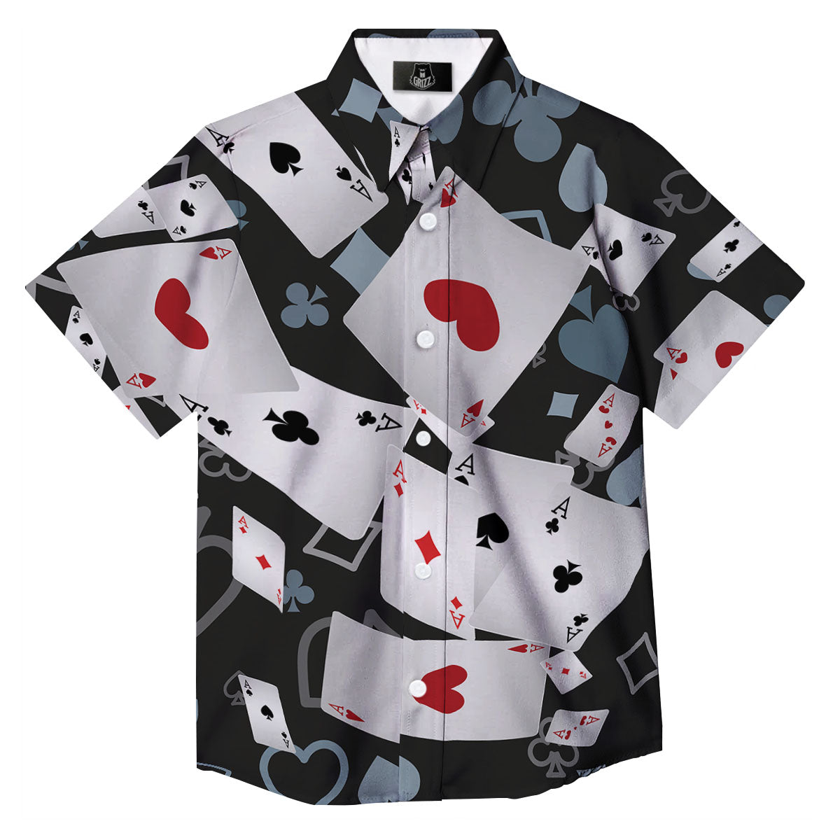 Casino Card Falling Print Button Up Shirt-grizzshop