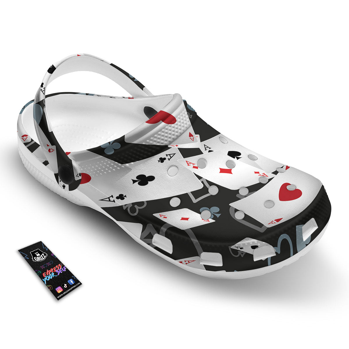Casino Card Falling Print Clog-grizzshop