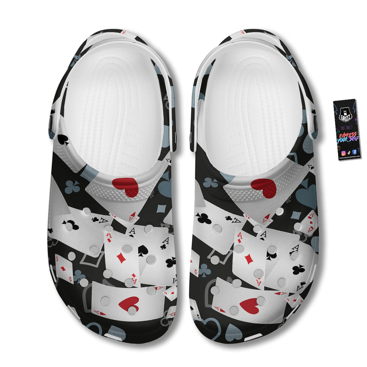 Casino Card Falling Print Clog-grizzshop