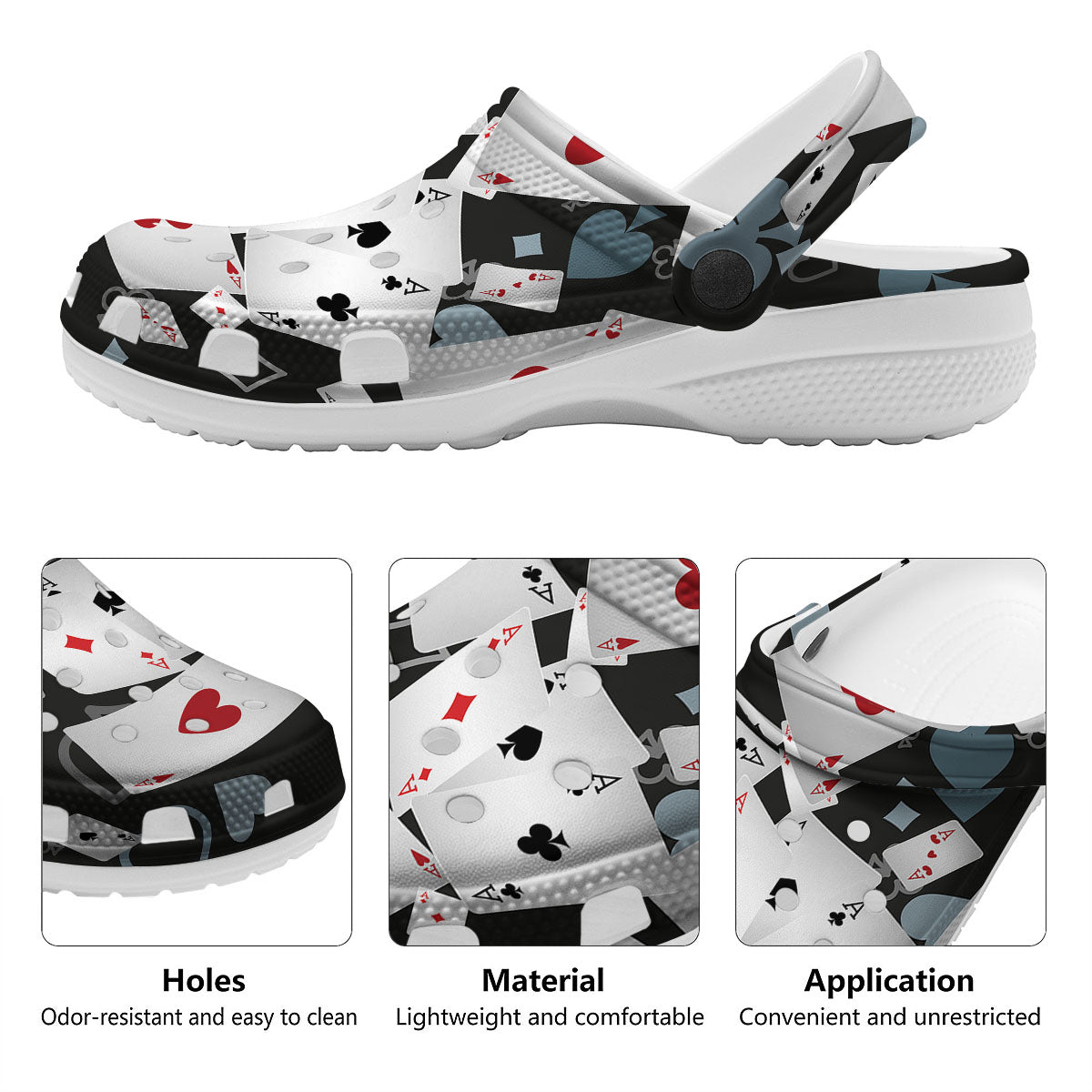 Casino Card Falling Print Clog-grizzshop