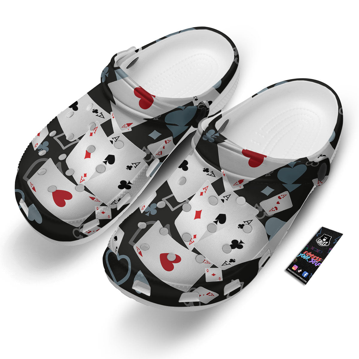 Casino Card Falling Print Clog-grizzshop