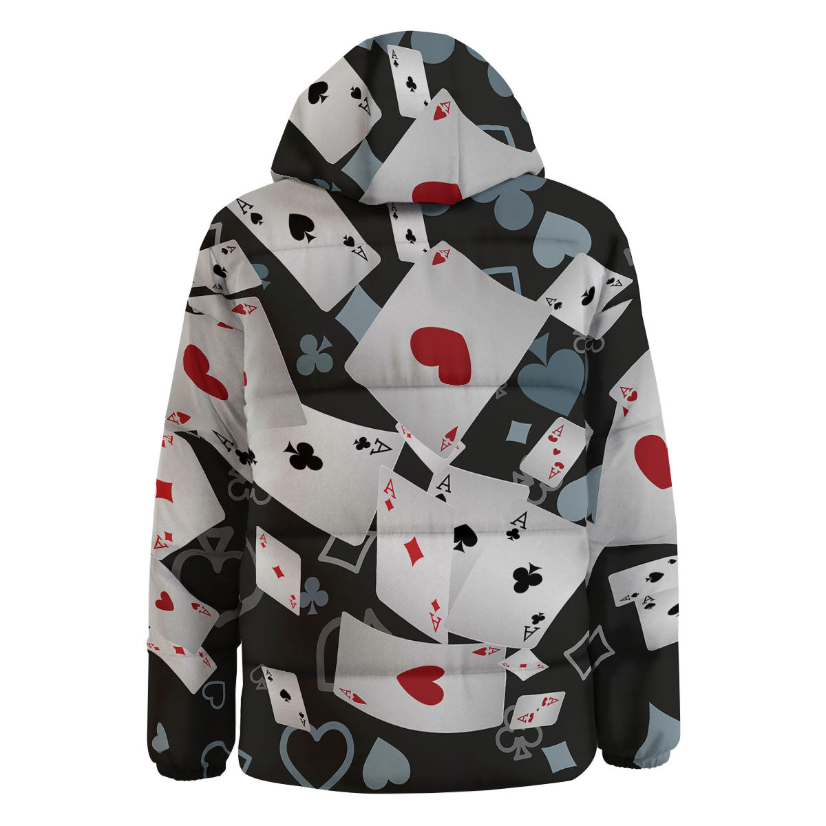 Casino Card Falling Print Down Jacket-grizzshop