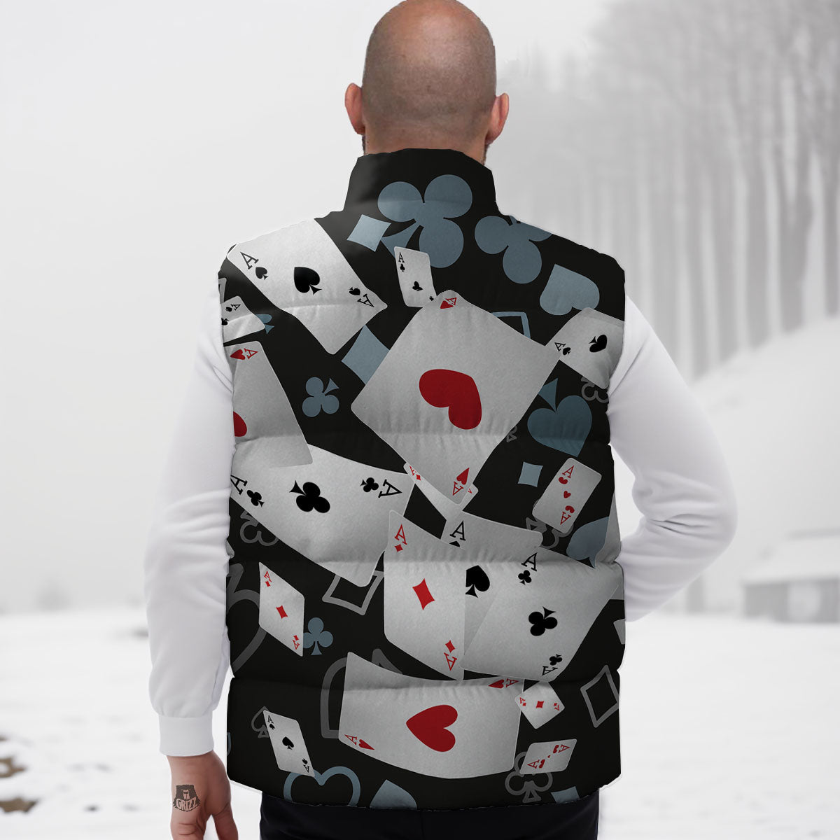 Casino Card Falling Print Down Vest