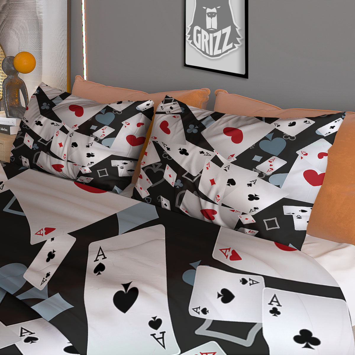 Casino Card Falling Print Duvet Cover Bedding Set