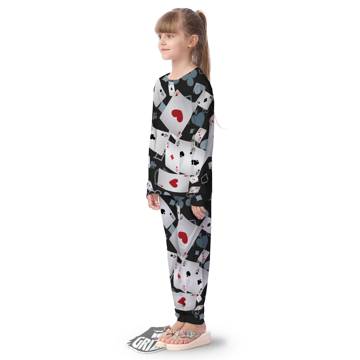 Casino Card Falling Print Kid's Pajamas-grizzshop