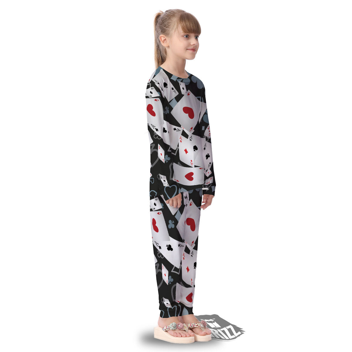 Casino Card Falling Print Kid's Pajamas-grizzshop