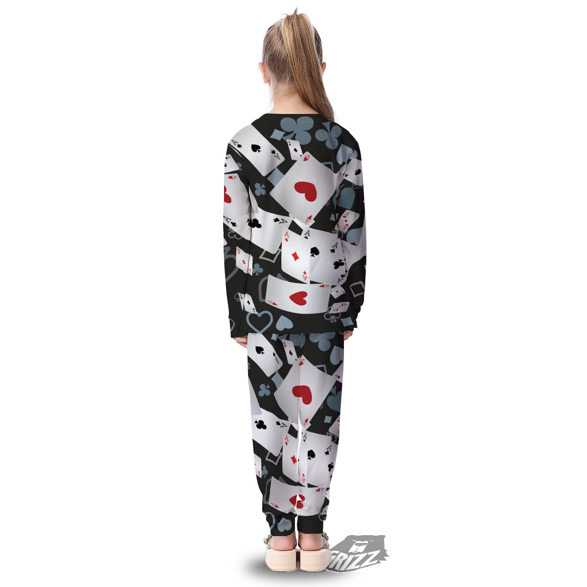 Casino Card Falling Print Kid's Pajamas-grizzshop