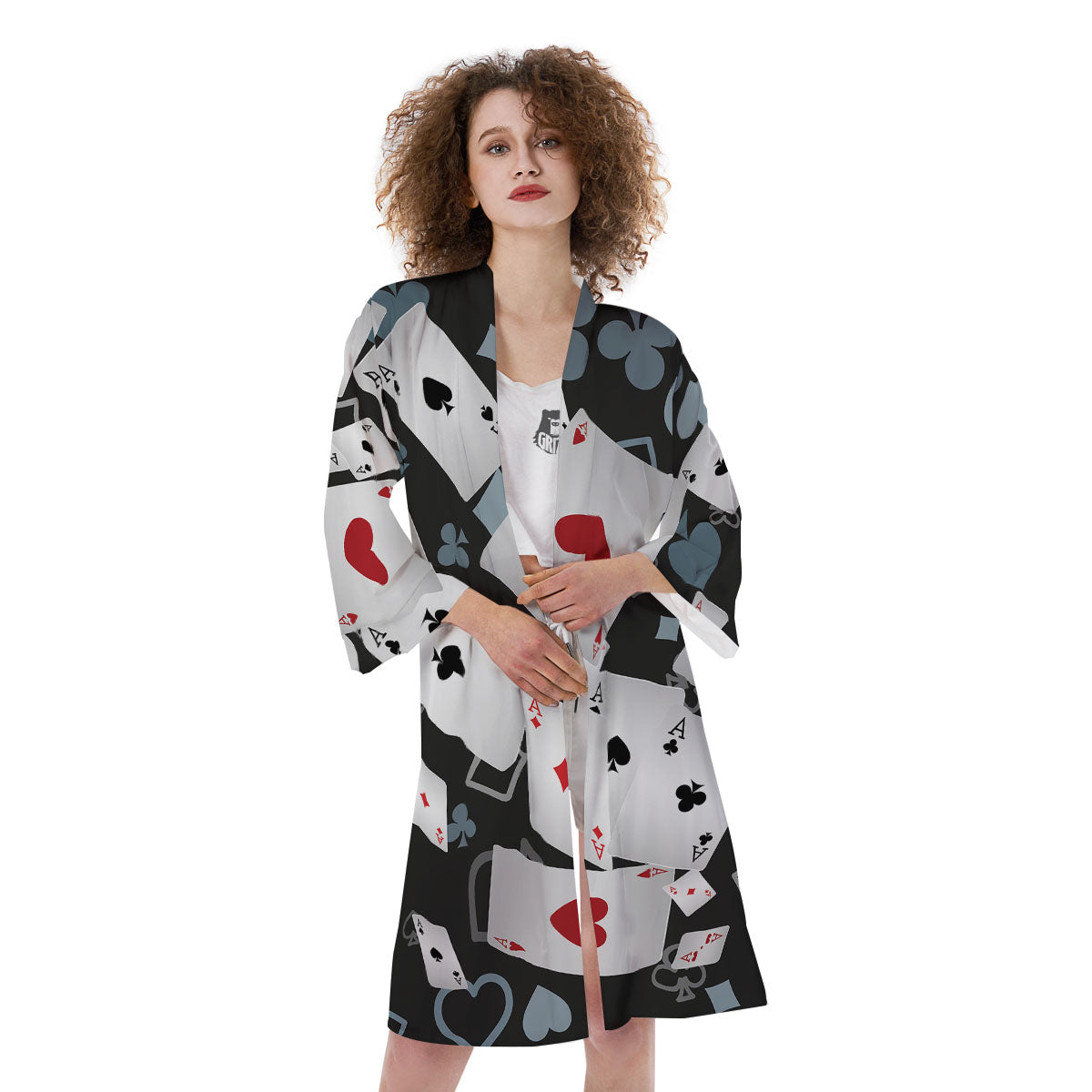 Casino Card Falling Print Kimono-grizzshop