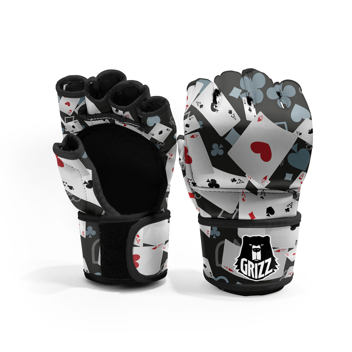 Casino Card Falling Print MMA Gloves-grizzshop