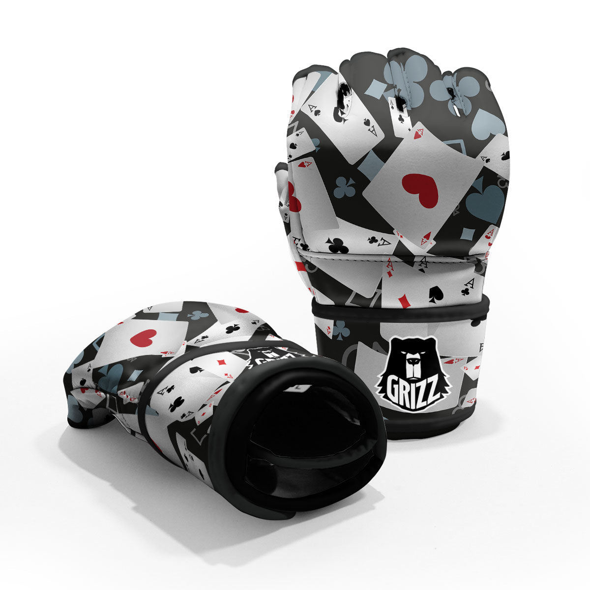 Casino Card Falling Print MMA Gloves-grizzshop