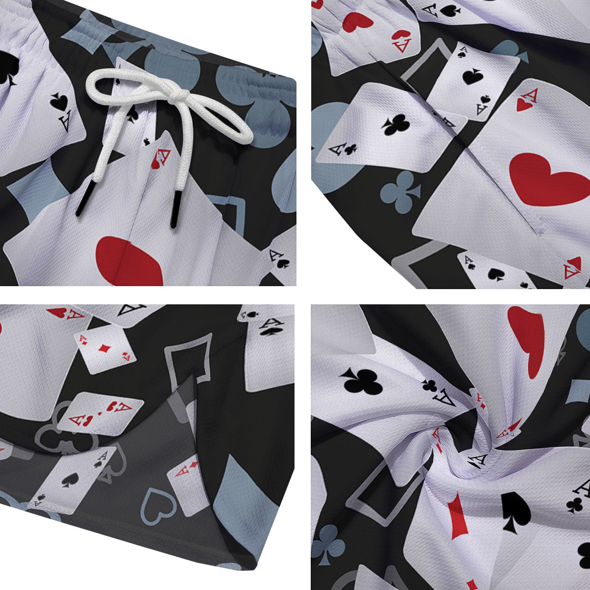 Casino Card Falling Print Men's Running Shorts-grizzshop