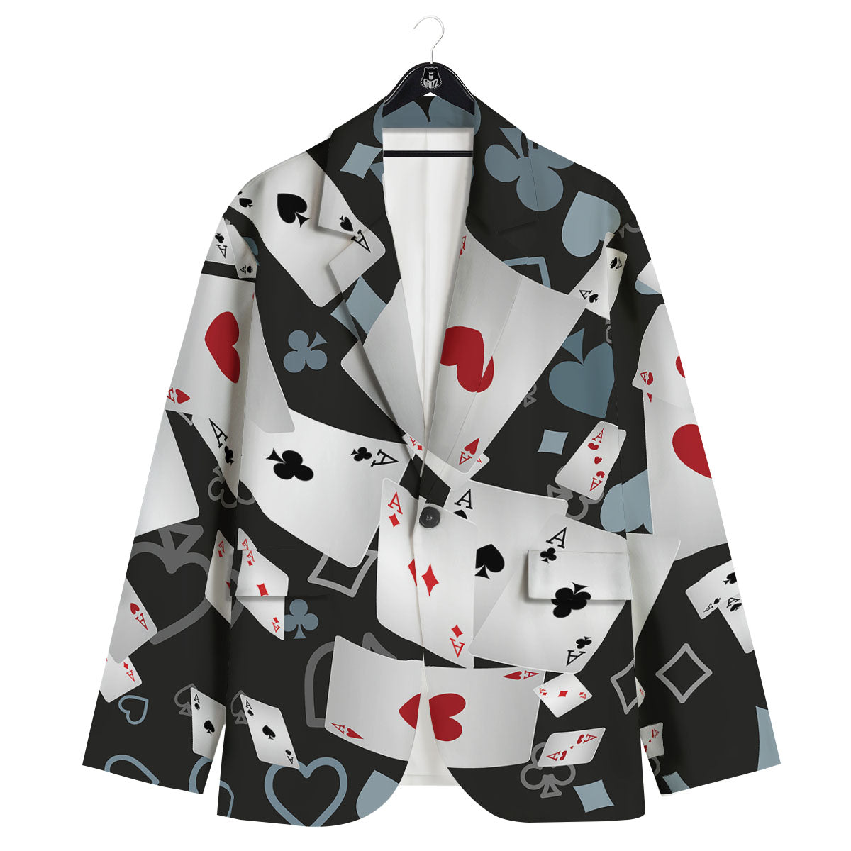 Casino Card Falling Print Men's Sport Coat-grizzshop