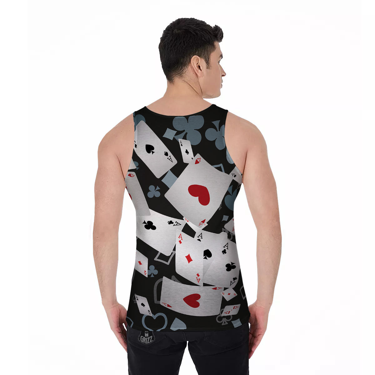 Casino Card Falling Print Men's Tank Top-grizzshop