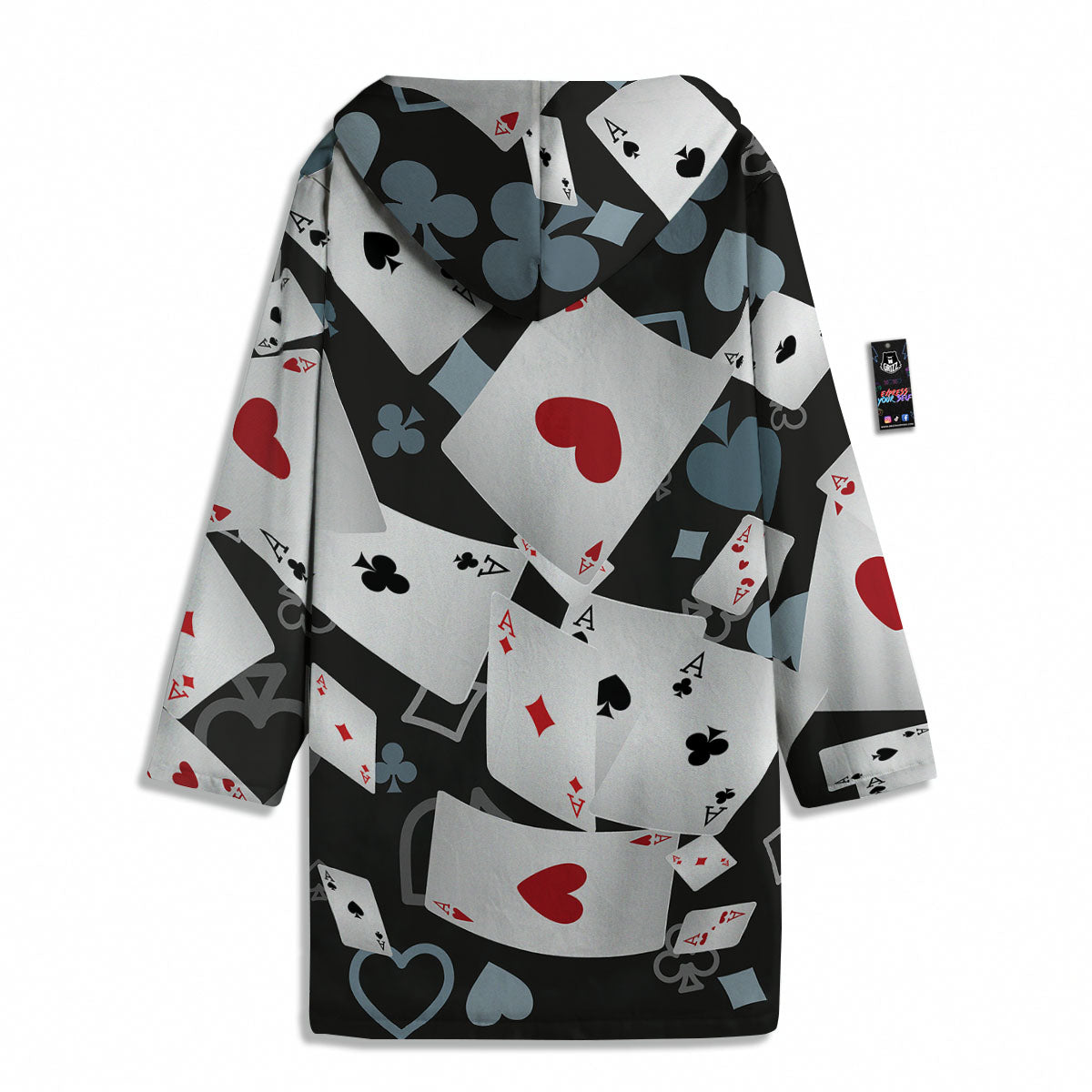 Casino Card Falling Print Men's Windbreaker Jacket-grizzshop