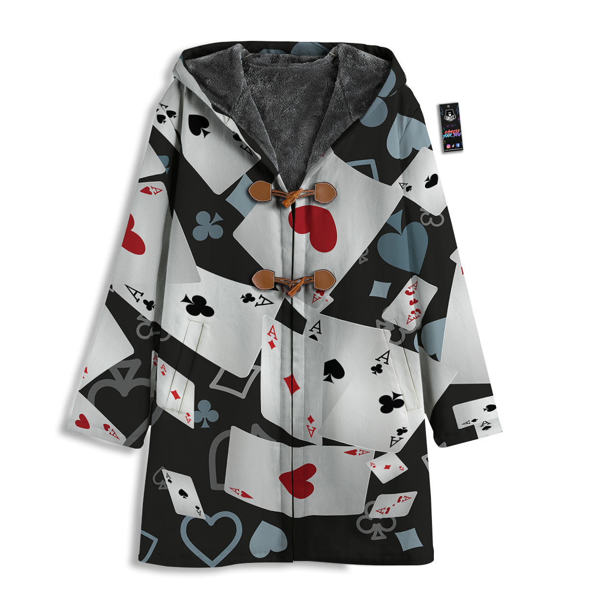 Casino Card Falling Print Men's Windbreaker Jacket-grizzshop