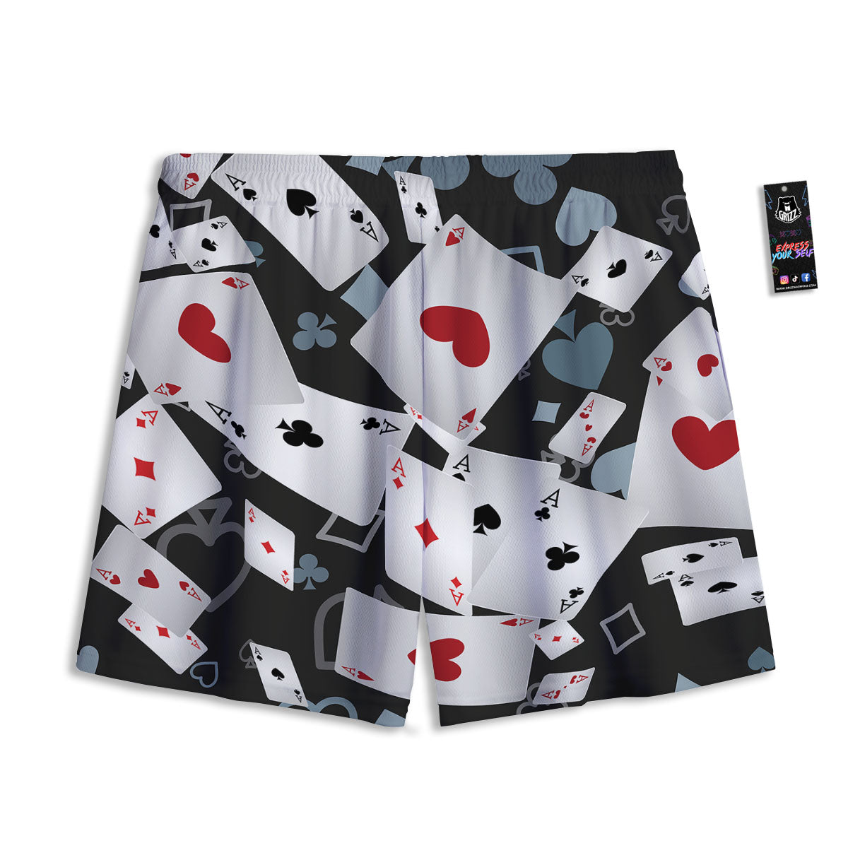 Casino Card Falling Print Mesh Shorts