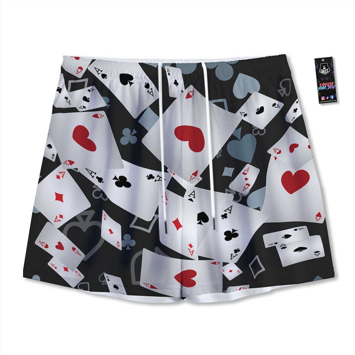 Casino Card Falling Print Mesh Shorts
