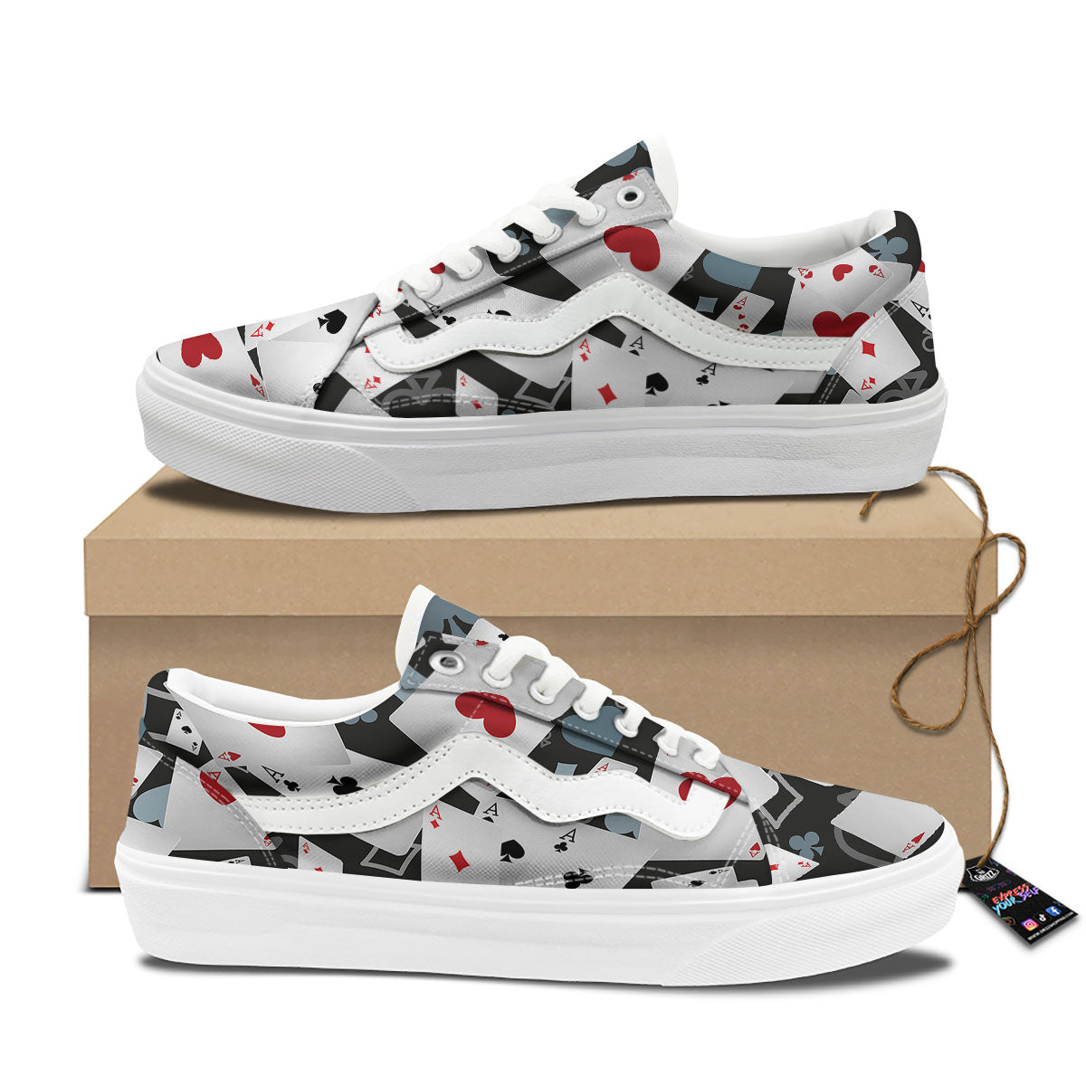Casino Card Falling Print Skate Shoes-grizzshop