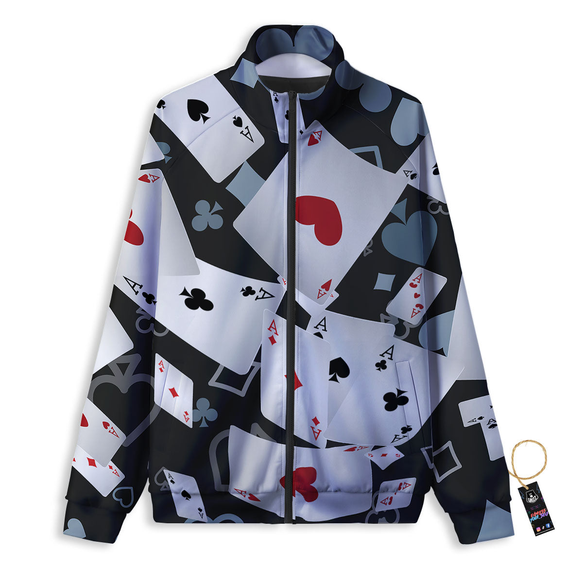 Casino Card Falling Print Track Jacket-grizzshop