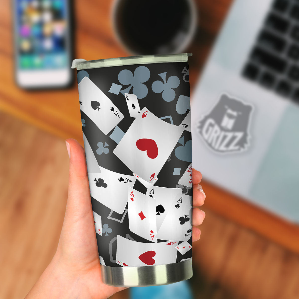 Casino Card Falling Print Tumbler-grizzshop