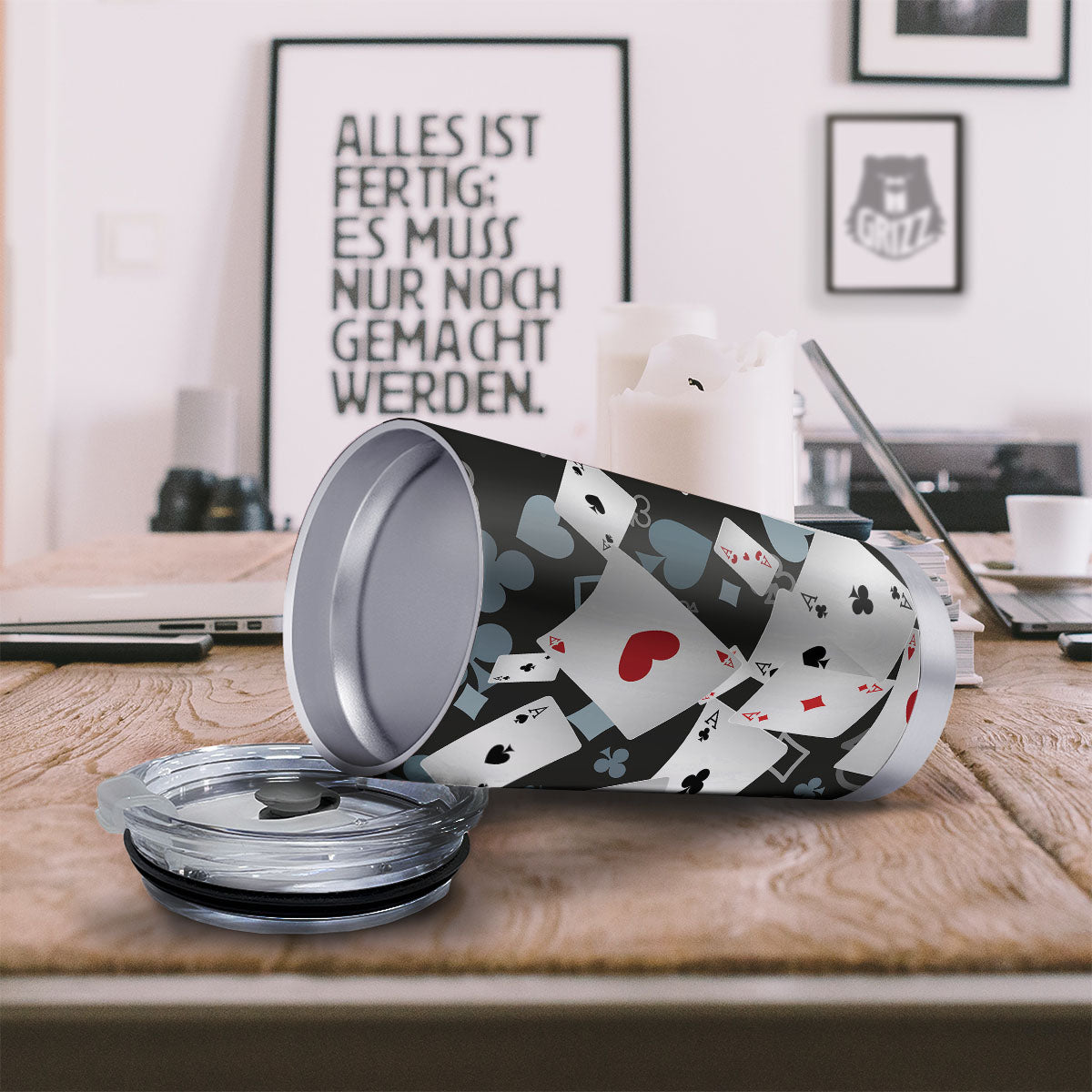 Casino Card Falling Print Tumbler-grizzshop