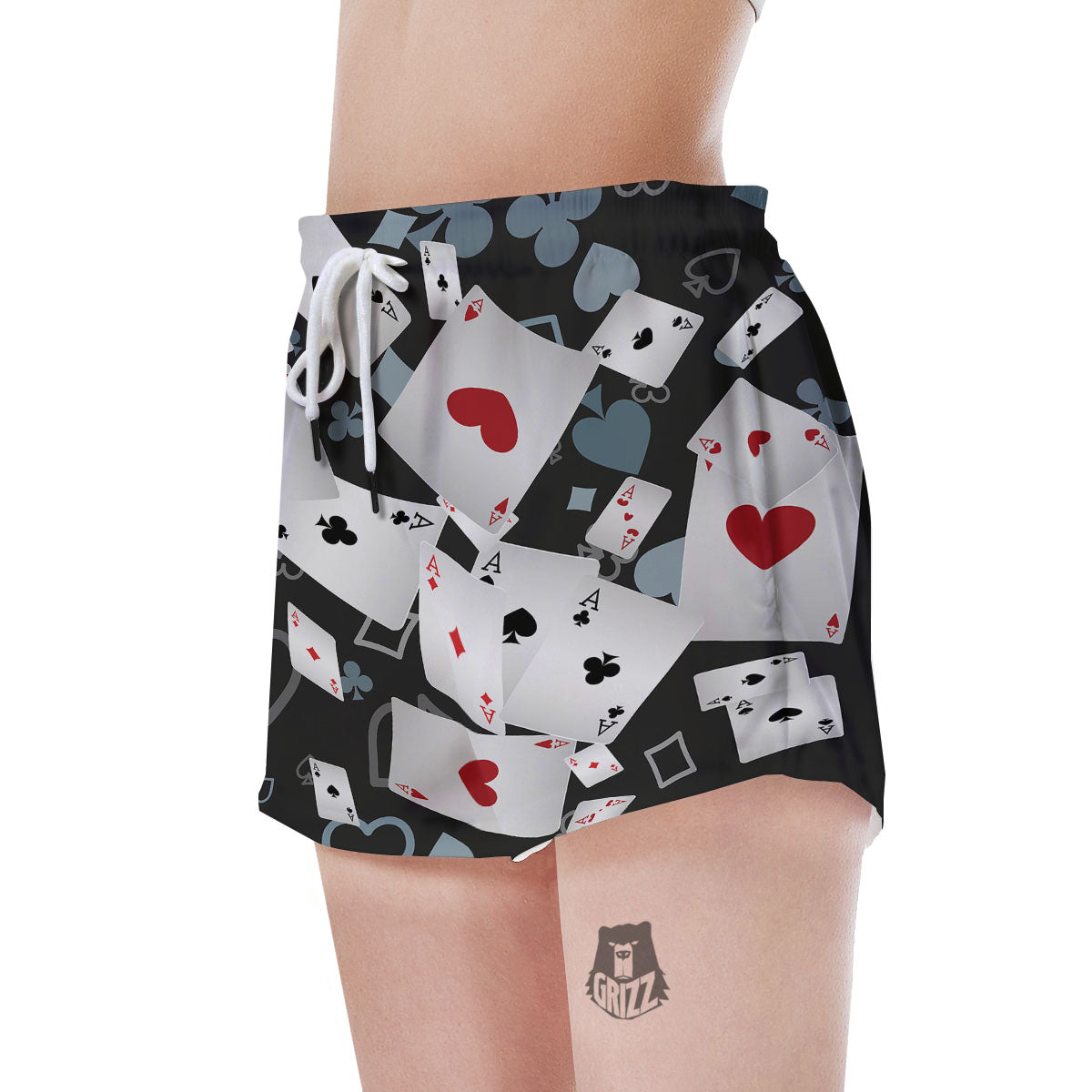 Casino Card Falling Print Women's Shorts-grizzshop