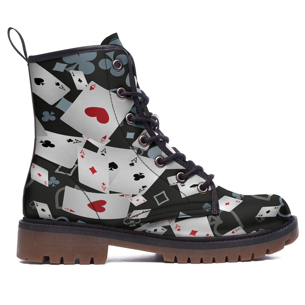 Casino Card Falling Print Work Boots-grizzshop