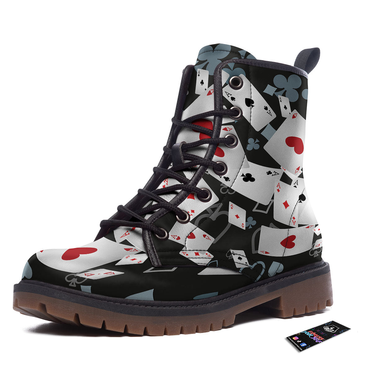 Casino Card Falling Print Work Boots-grizzshop