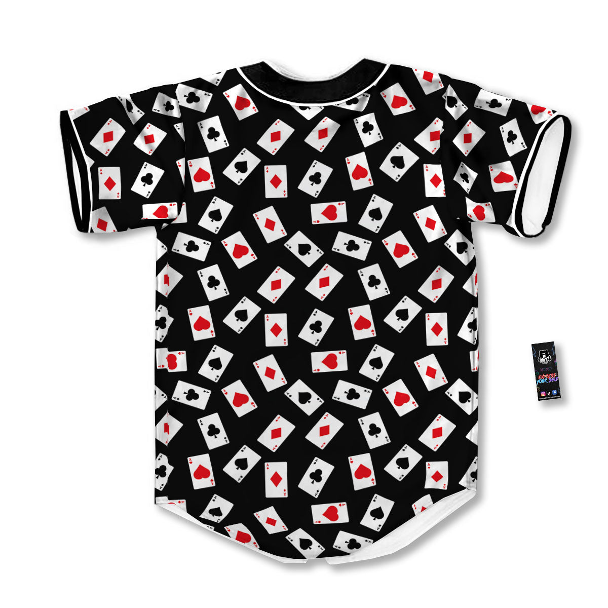 Casino Card Red And Black Print Pattern Baseball Jersey-grizzshop