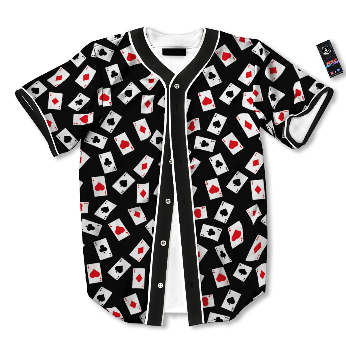 Casino Card Red And Black Print Pattern Baseball Jersey-grizzshop