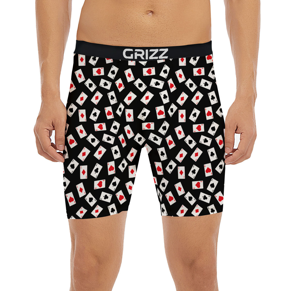 Casino Card Red And Black Print Pattern Boxer Briefs-grizzshop