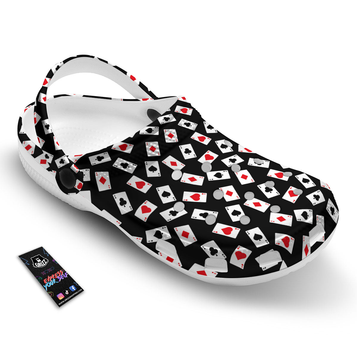 Casino Card Red And Black Print Pattern Clog-grizzshop