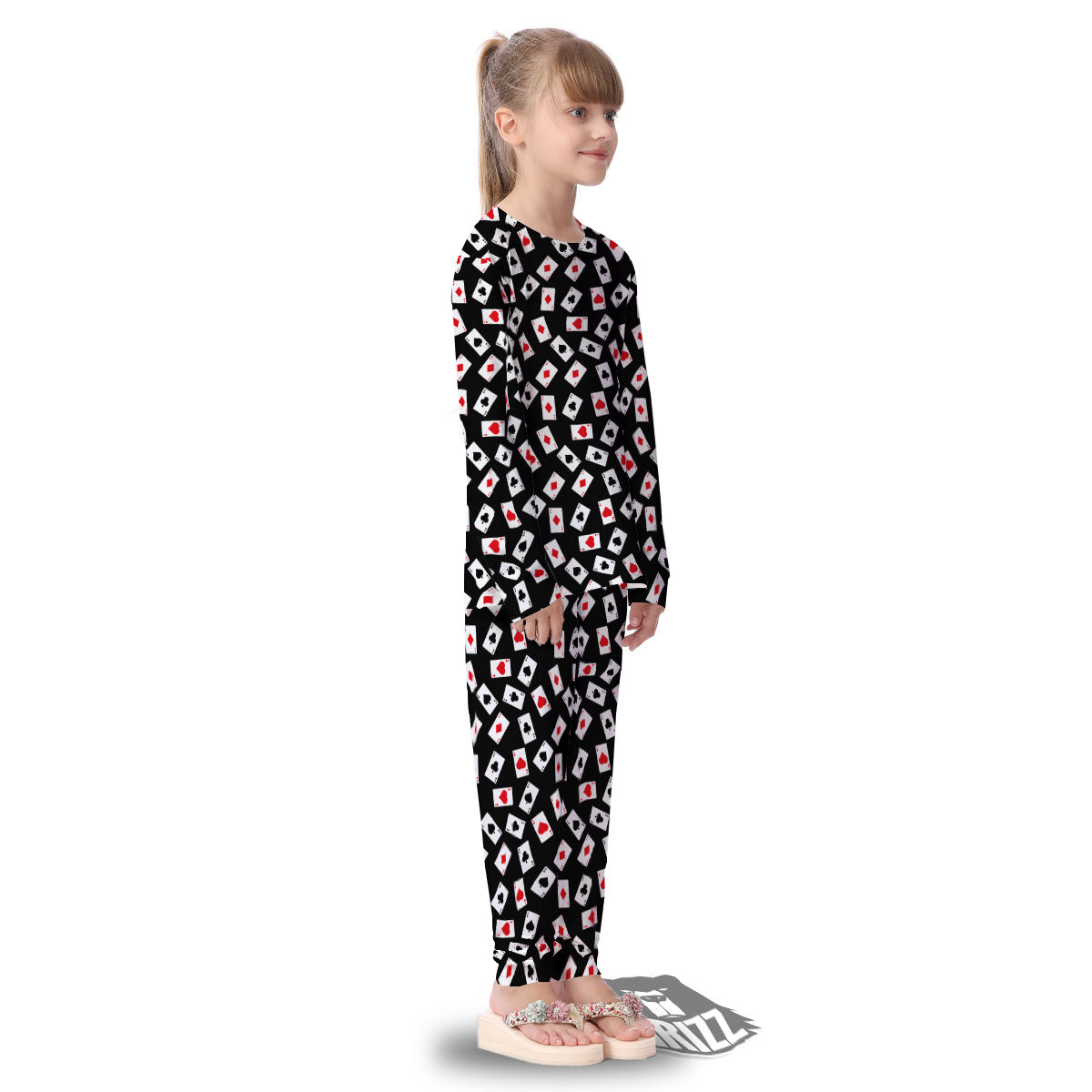 Casino Card Red And Black Print Pattern Kid's Pajamas-grizzshop