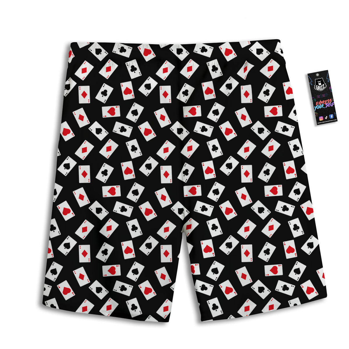 Casino Card Red And Black Print Pattern Men's Athletic Shorts