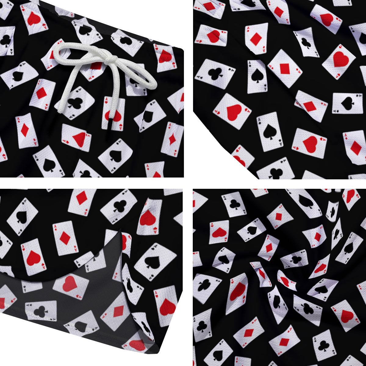 Casino Card Red And Black Print Pattern Men's Running Shorts-grizzshop