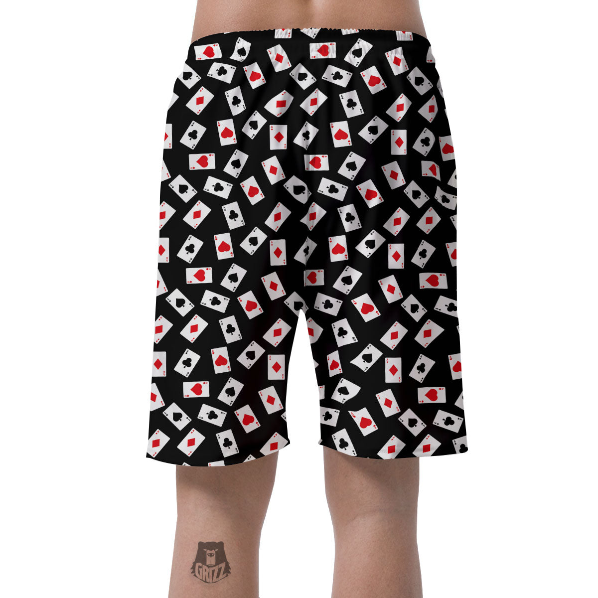 Casino Card Red And Black Print Pattern Men's Shorts-grizzshop