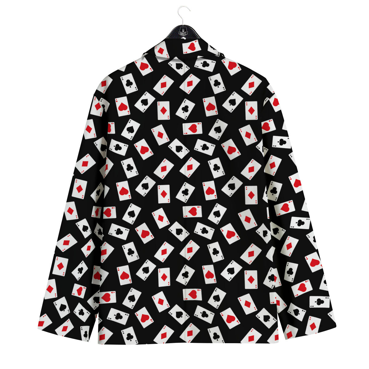 Casino Card Red And Black Print Pattern Men's Sport Coat-grizzshop