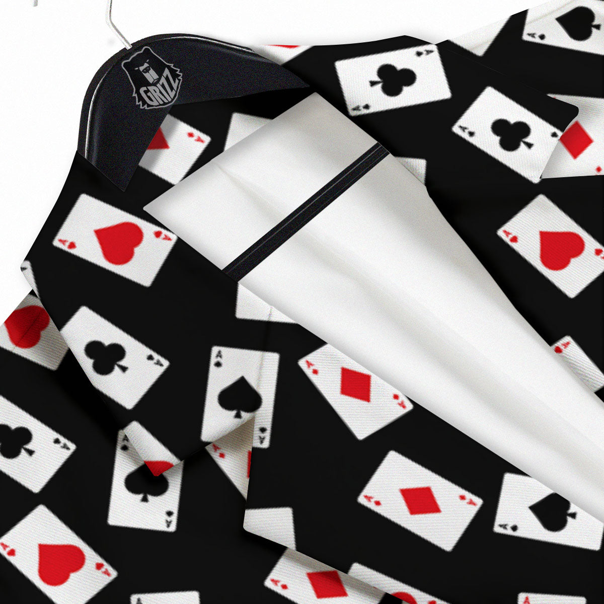Casino Card Red And Black Print Pattern Men's Sport Coat-grizzshop