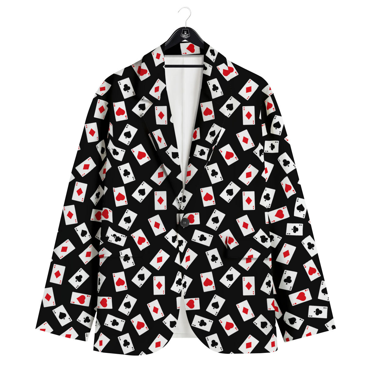 Casino Card Red And Black Print Pattern Men's Sport Coat-grizzshop