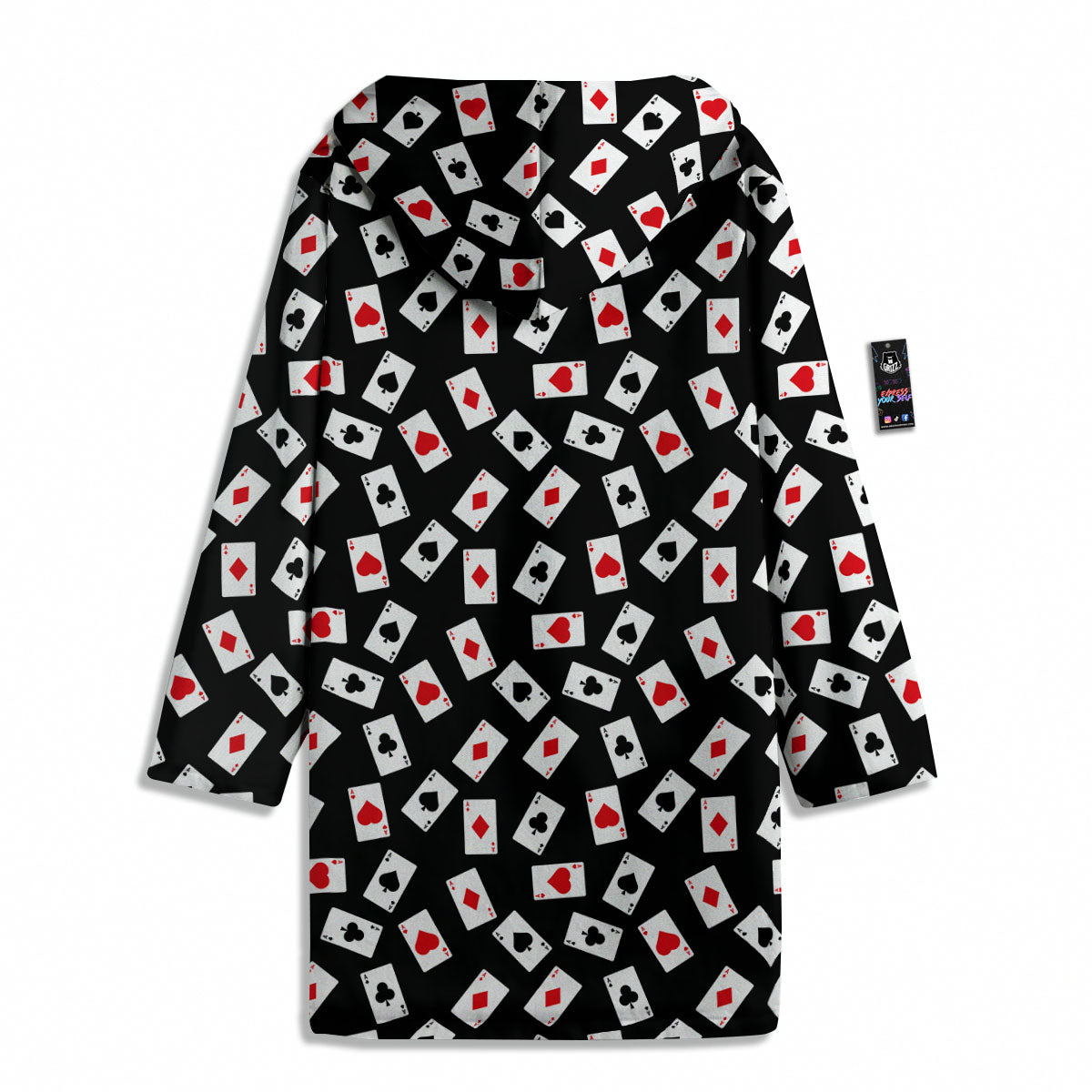 Casino Card Red And Black Print Pattern Men's Windbreaker Jacket-grizzshop