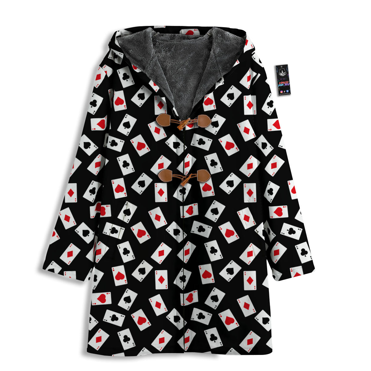 Casino Card Red And Black Print Pattern Men's Windbreaker Jacket-grizzshop