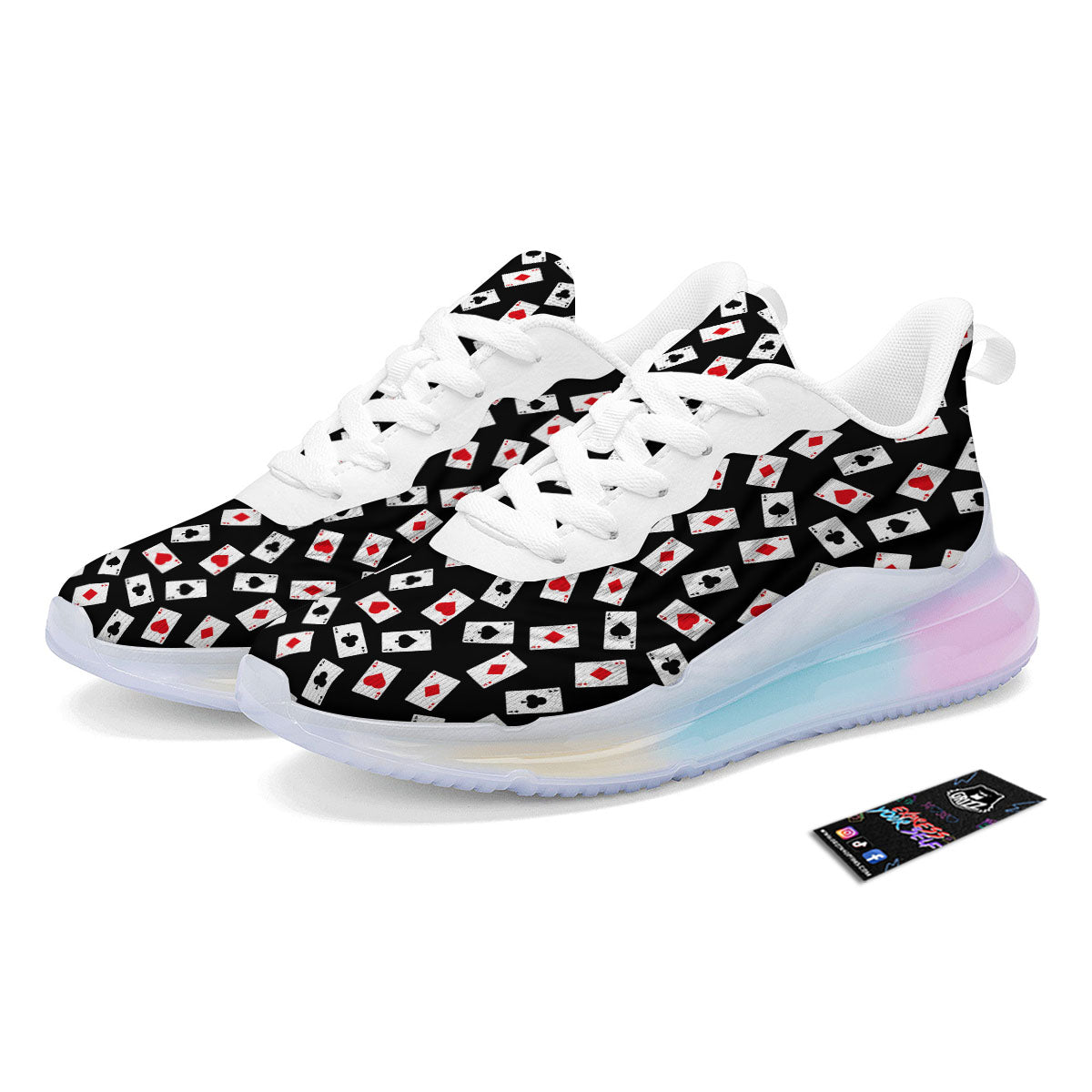 Casino Card Red And Black Print Pattern Running Sneakers-grizzshop