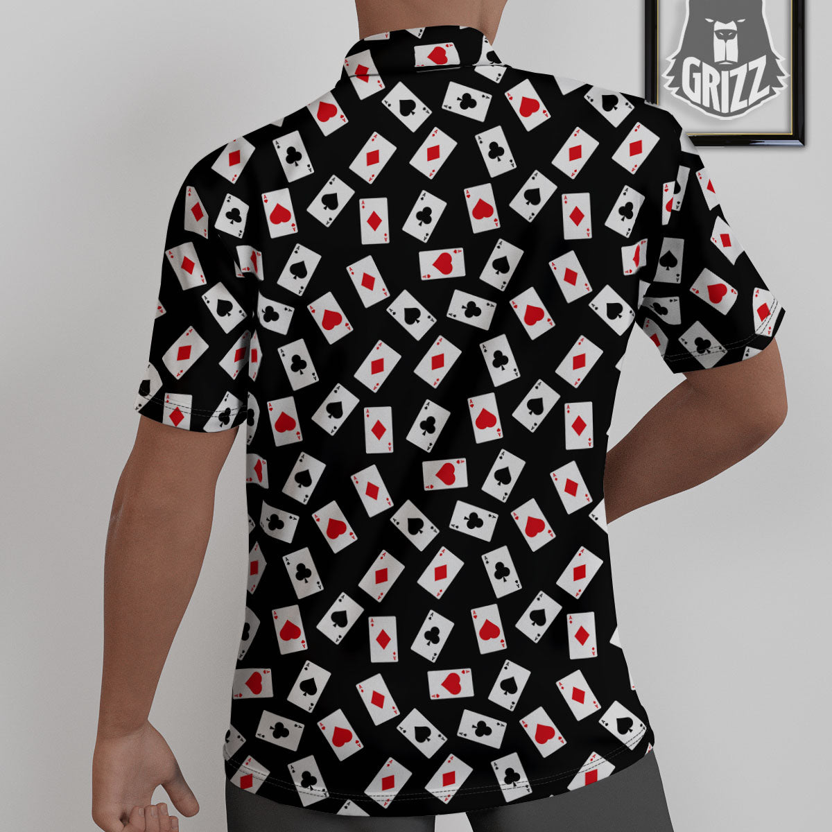 Casino Card Red And Black Print Pattern Untucked Shirts-grizzshop