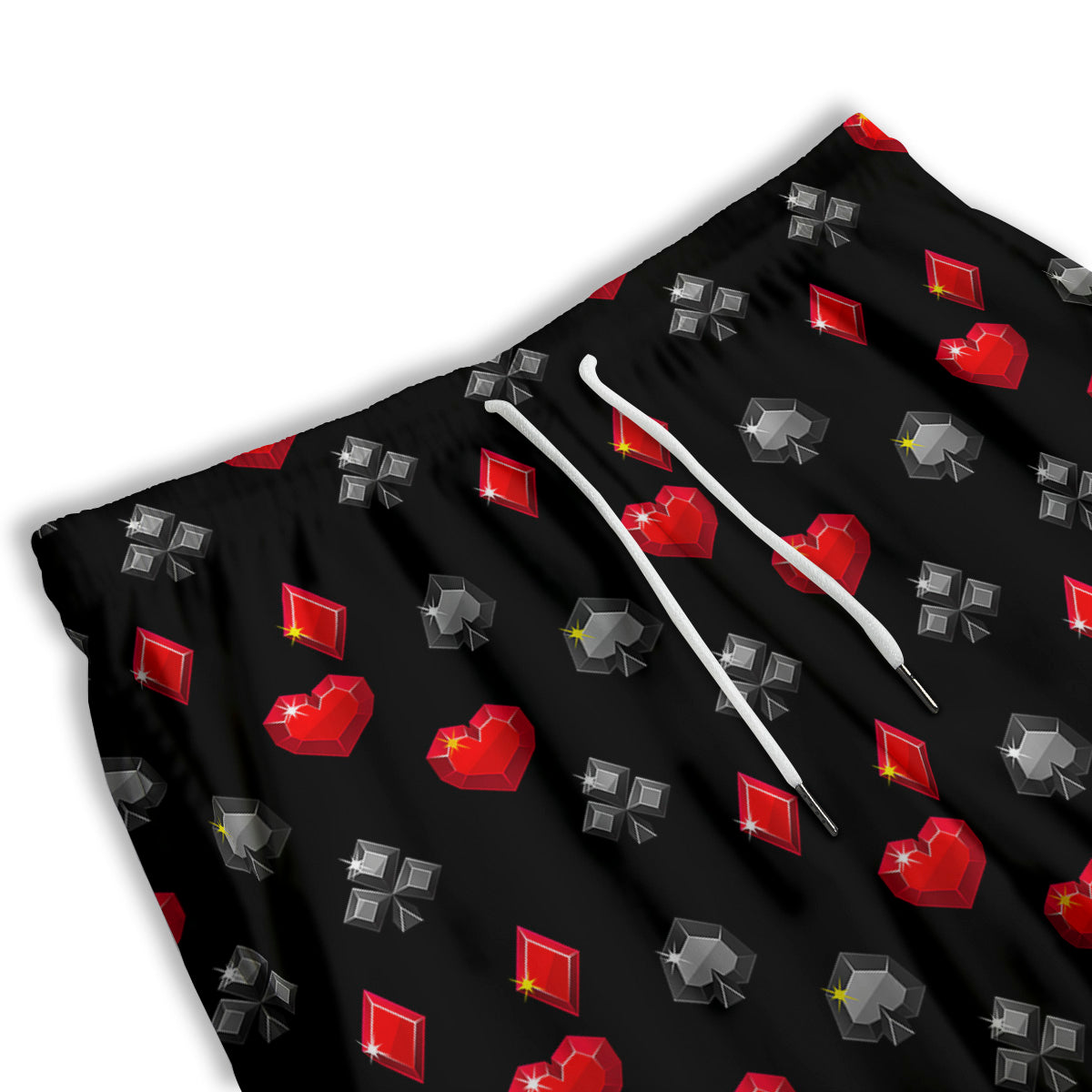 Casino Card Suits Red Black Print Pattern Men's Athletic Shorts