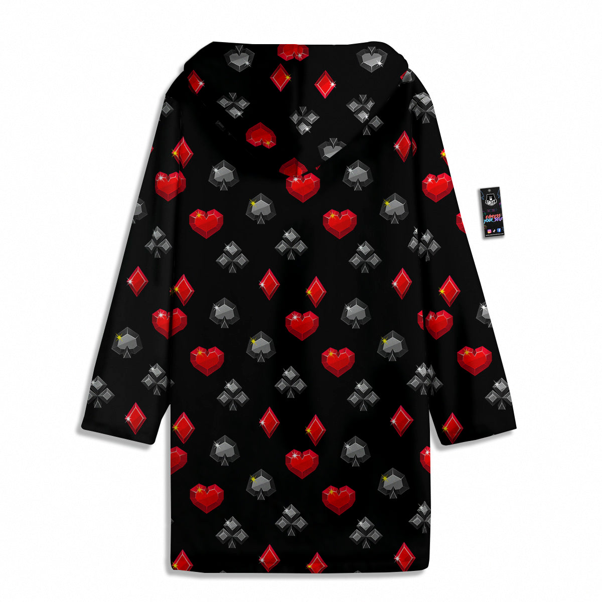 Casino Card Suits Red Black Print Pattern Men's Windbreaker Jacket-grizzshop