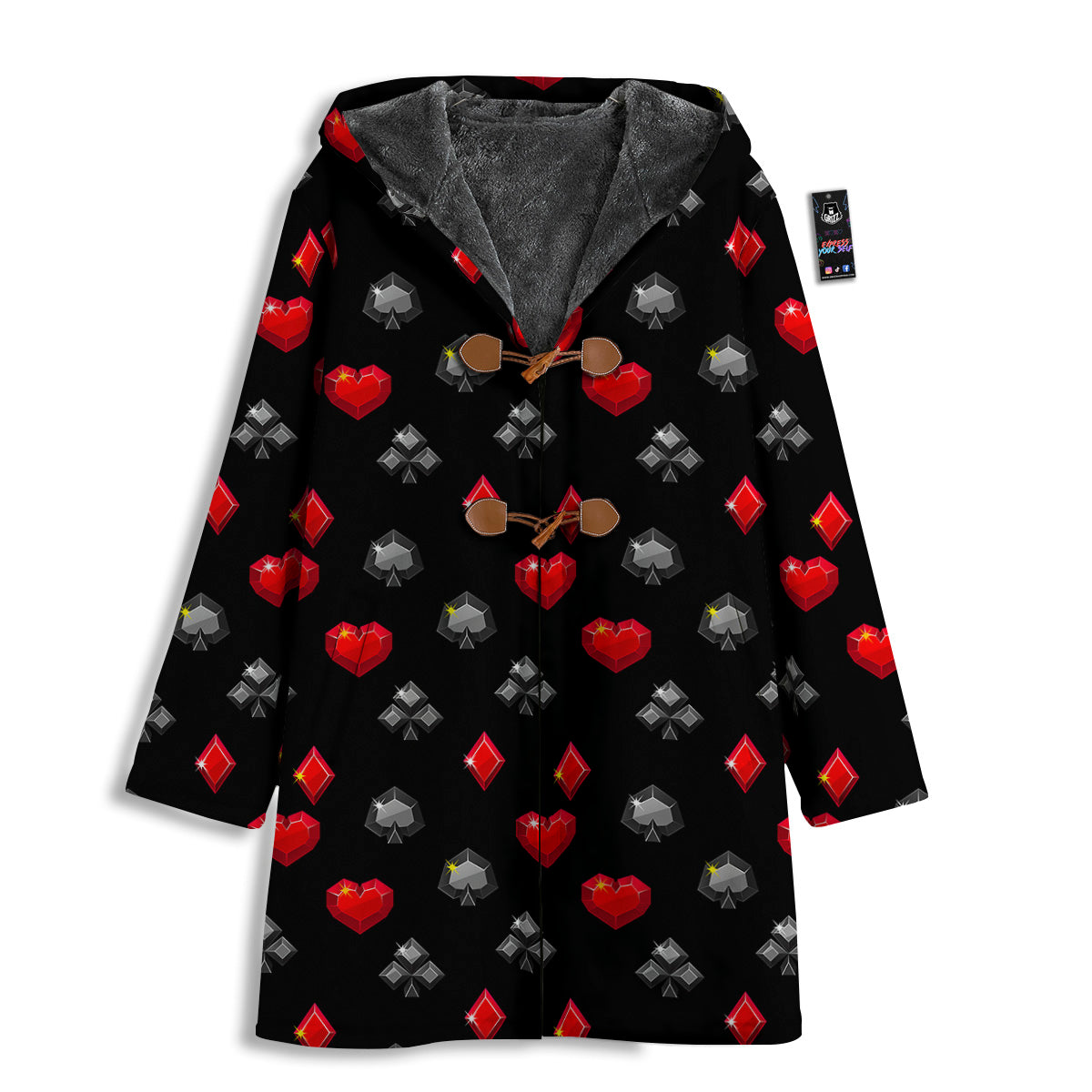 Casino Card Suits Red Black Print Pattern Men's Windbreaker Jacket-grizzshop