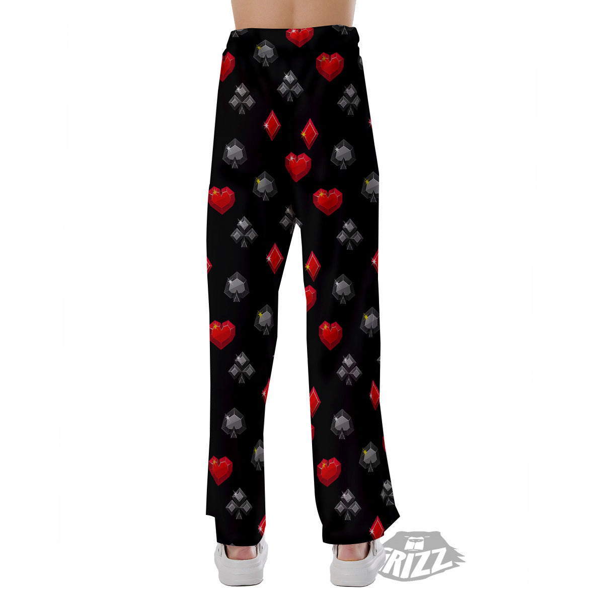Casino Card Suits Red Black Print Pattern Pajama Pants-grizzshop