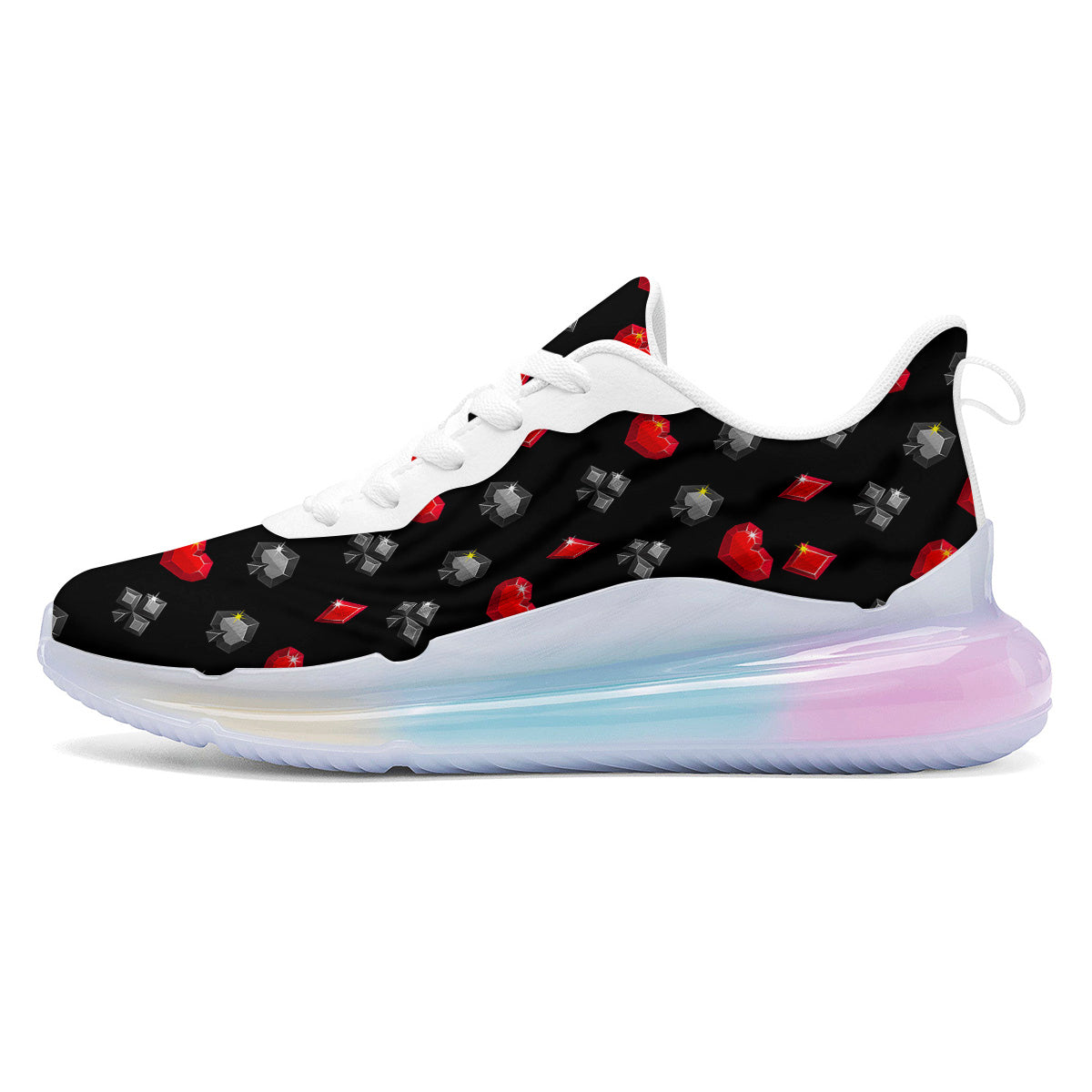 Casino Card Suits Red Black Print Pattern Running Sneakers-grizzshop