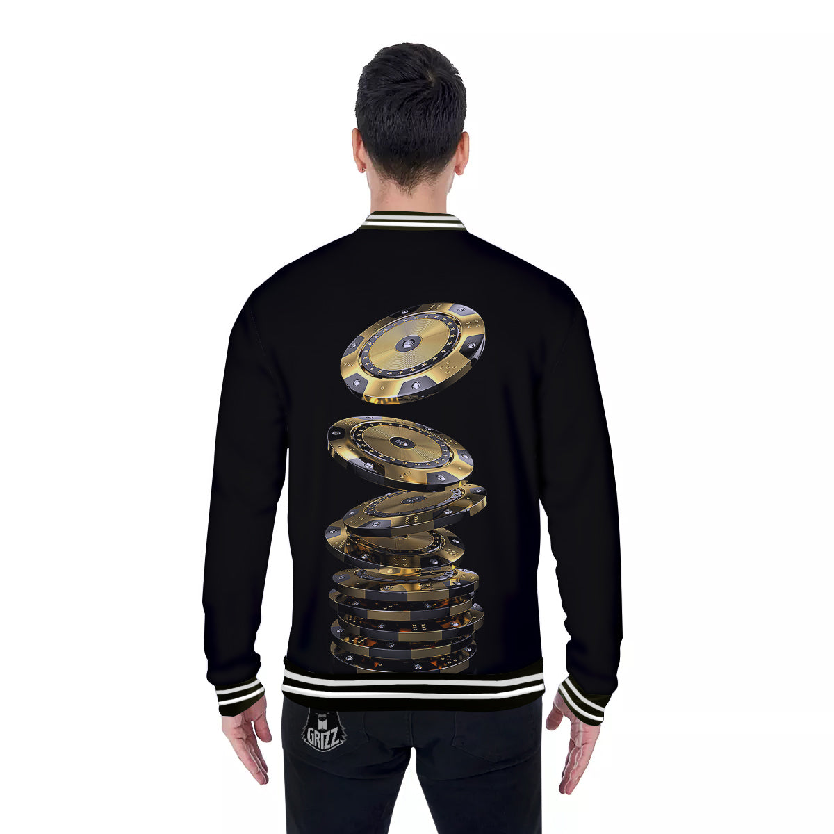 Casino Chips Poker Print Baseball Jacket-grizzshop