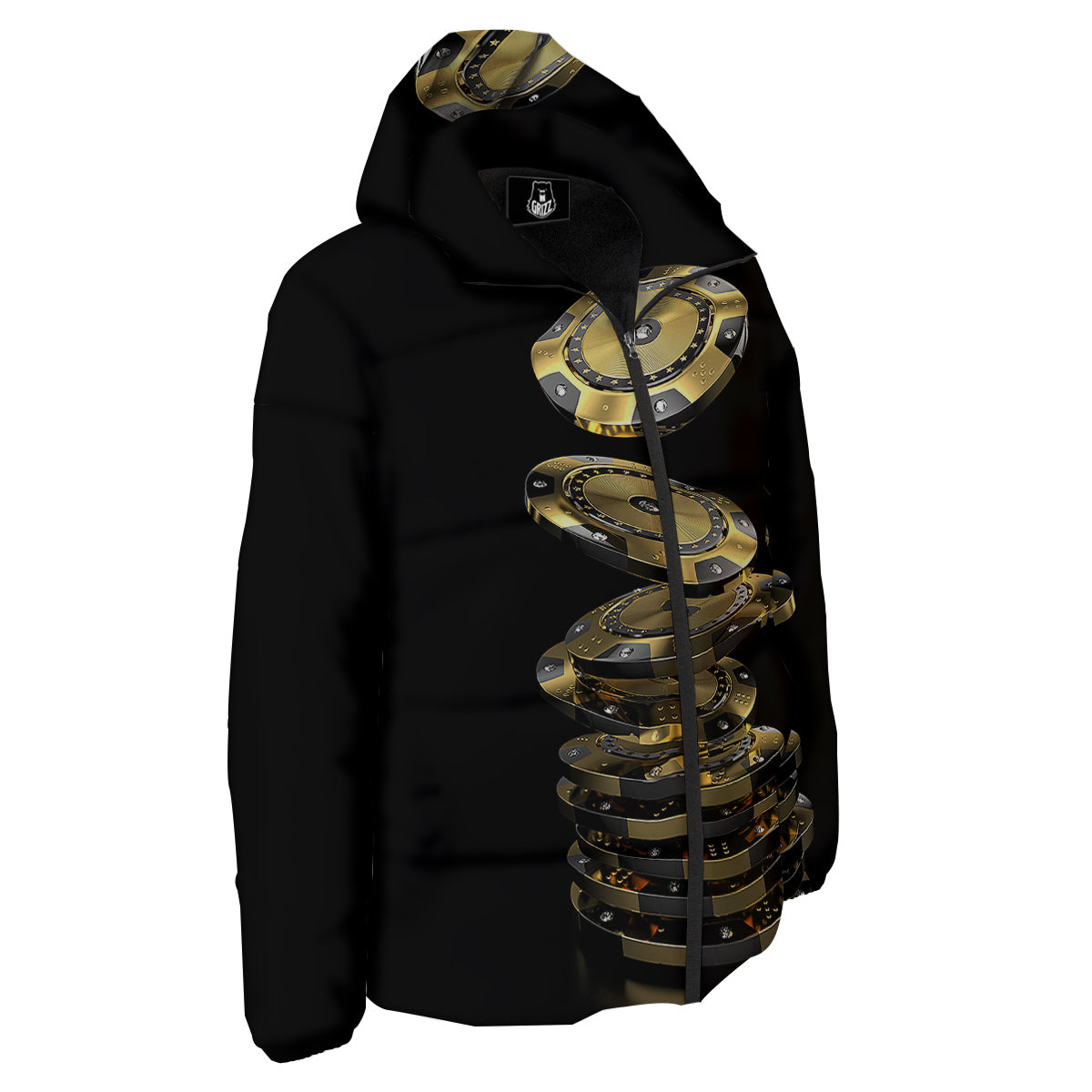 Casino Chips Poker Print Down Jacket-grizzshop